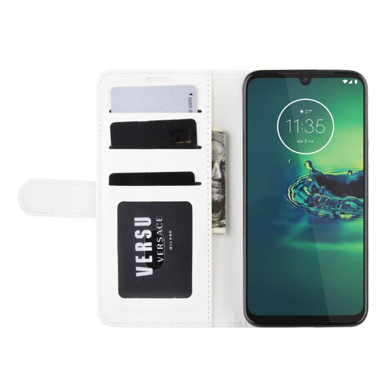 For Motorola Moto G8 Plus R64 Texture Single Horizontal Flip Protective Case with Holder & Card Slots & Wallet& Photo Frame