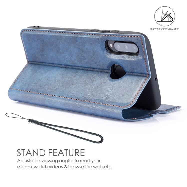 Retro Simple Ultra-thin Magnetic Leather Case with Holder & Card Slots & Lanyard for Huawei Nova 4e