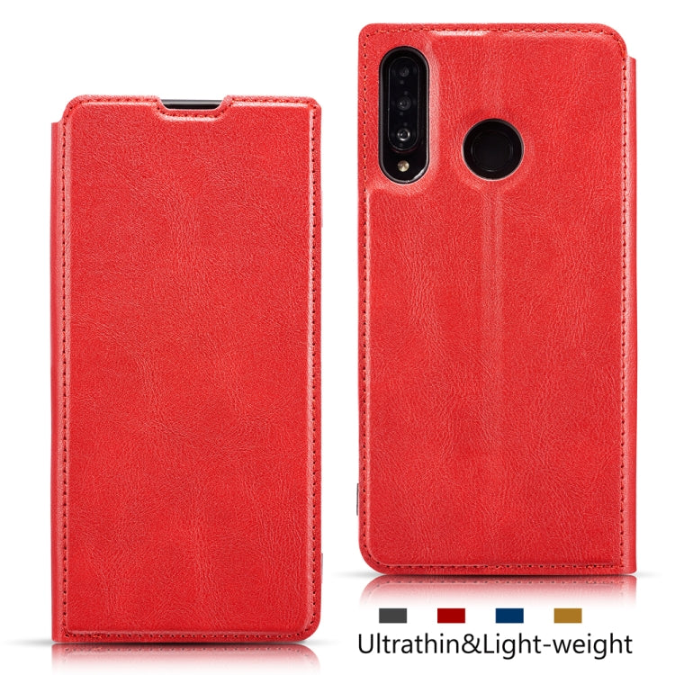 Retro Simple Ultra-thin Magnetic Leather Case with Holder & Card Slots & Lanyard for Huawei Nova 4e