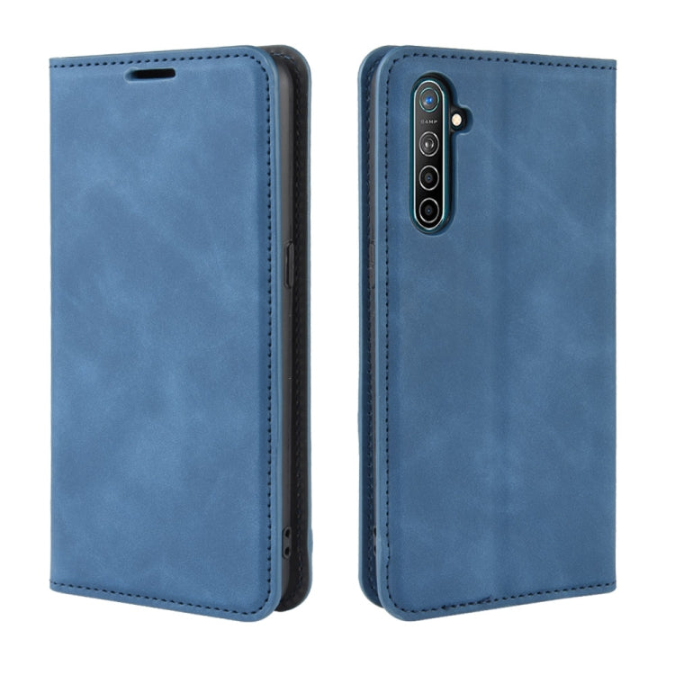 For Oppo K5 / Realme XT / Realme X2 Retro-skin Business Magnetic Suction Leather Case with Holder & Card Slots & Wallet
