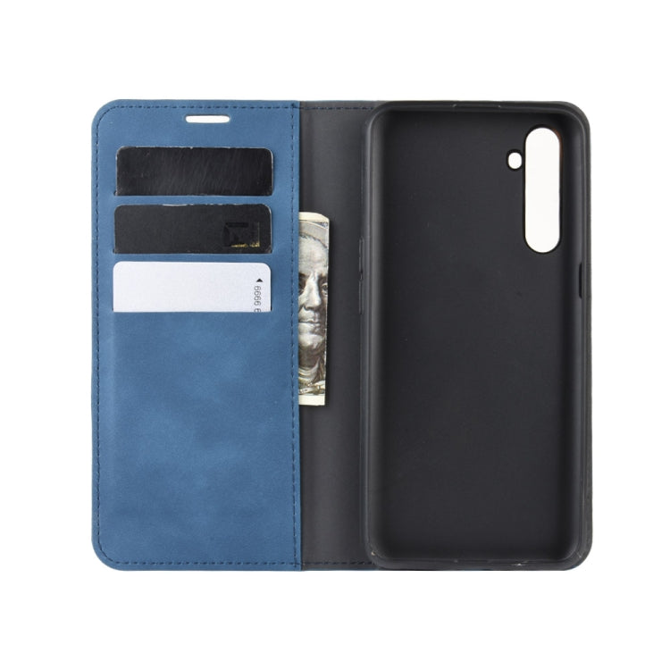 For Oppo K5 / Realme XT / Realme X2 Retro-skin Business Magnetic Suction Leather Case with Holder & Card Slots & Wallet