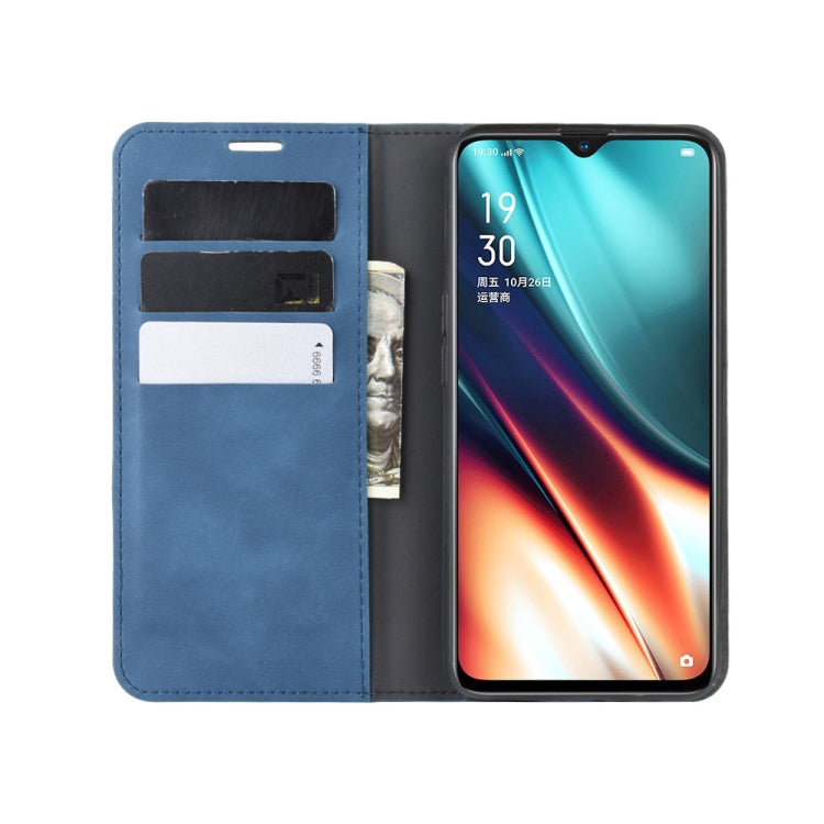 For Oppo K5 / Realme XT / Realme X2 Retro-skin Business Magnetic Suction Leather Case with Holder & Card Slots & Wallet