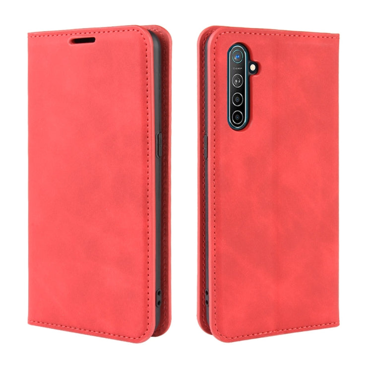 For Oppo K5 / Realme XT / Realme X2 Retro-skin Business Magnetic Suction Leather Case with Holder & Card Slots & Wallet