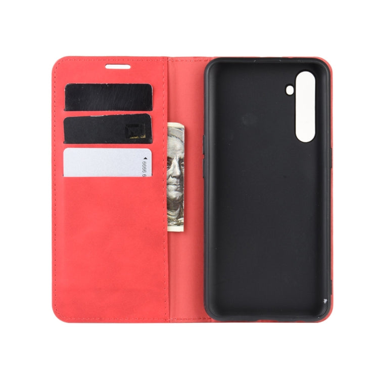 For Oppo K5 / Realme XT / Realme X2 Retro-skin Business Magnetic Suction Leather Case with Holder & Card Slots & Wallet