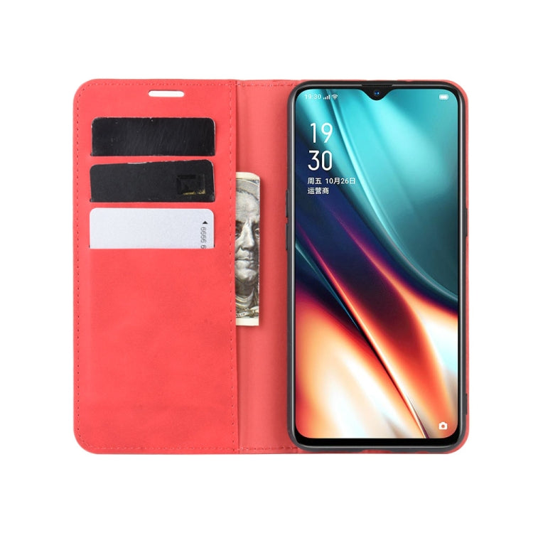 For Oppo K5 / Realme XT / Realme X2 Retro-skin Business Magnetic Suction Leather Case with Holder & Card Slots & Wallet