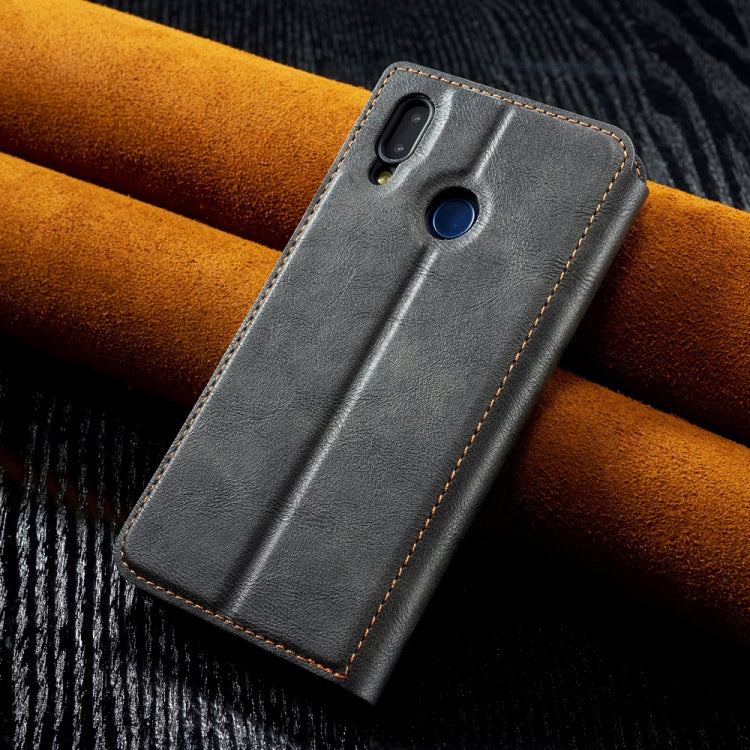 Retro Simple Ultra-thin Magnetic Leather Case with Holder & Card Slots & Lanyard for Huawei Honor 10 Lite