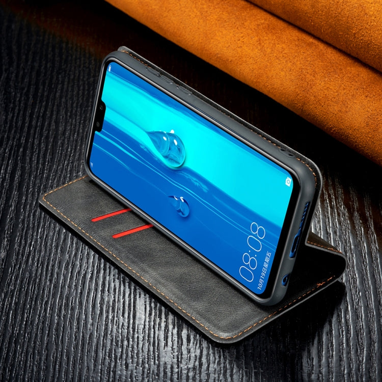 Retro Simple Ultra-thin Magnetic Leather Case with Holder & Card Slots & Lanyard for Huawei Honor 10 Lite