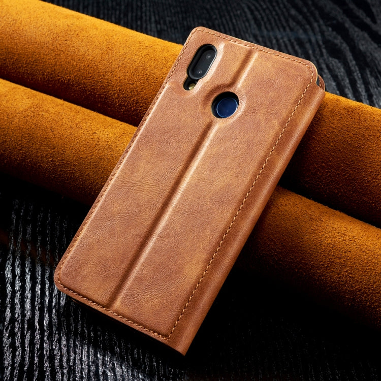 Retro Simple Ultra-thin Magnetic Leather Case with Holder & Card Slots & Lanyard for Huawei Honor 10 Lite
