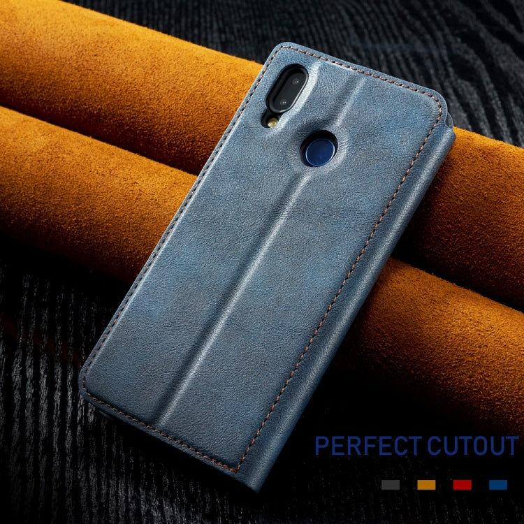 Retro Simple Ultra-thin Magnetic Leather Case with Holder & Card Slots & Lanyard for Huawei Honor 10 Lite
