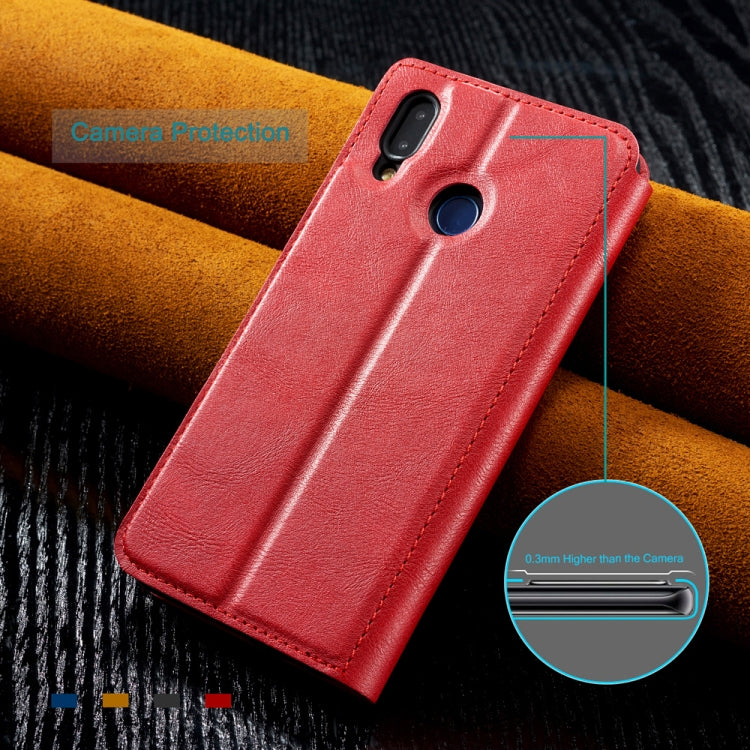 Retro Simple Ultra-thin Magnetic Leather Case with Holder & Card Slots & Lanyard for Huawei Honor 10 Lite