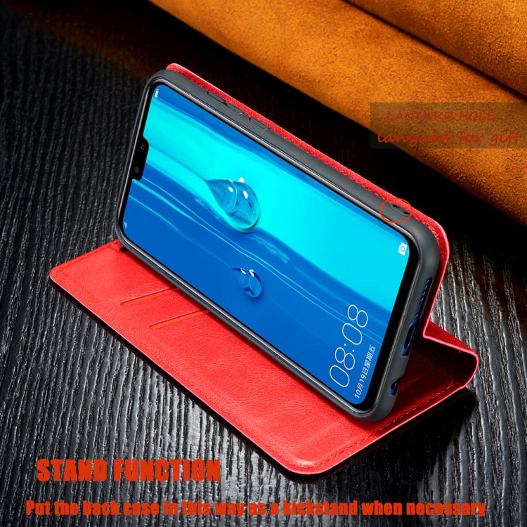 Retro Simple Ultra-thin Magnetic Leather Case with Holder & Card Slots & Lanyard for Huawei Honor 10 Lite