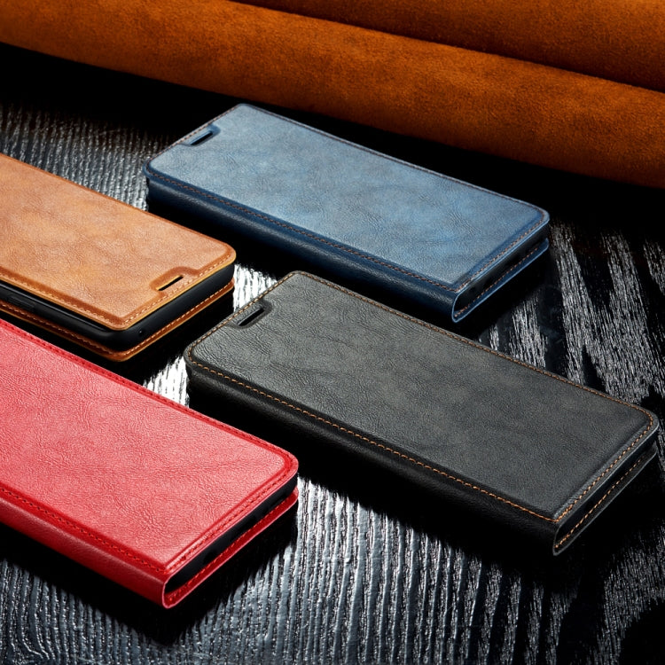 Retro Simple Ultra-thin Magnetic Leather Case with Holder & Card Slots & Lanyard for Huawei Enjoy 10 Plus