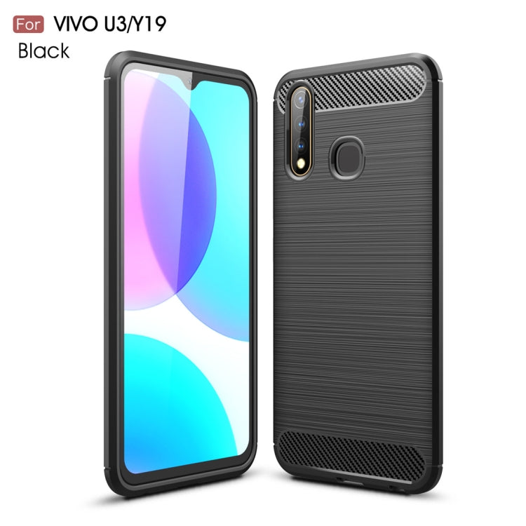 For Vivo U3 / Y19 Brushed Texture Carbon Fiber TPU Case