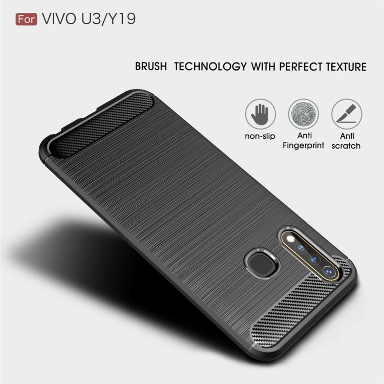 For Vivo U3 / Y19 Brushed Texture Carbon Fiber TPU Case
