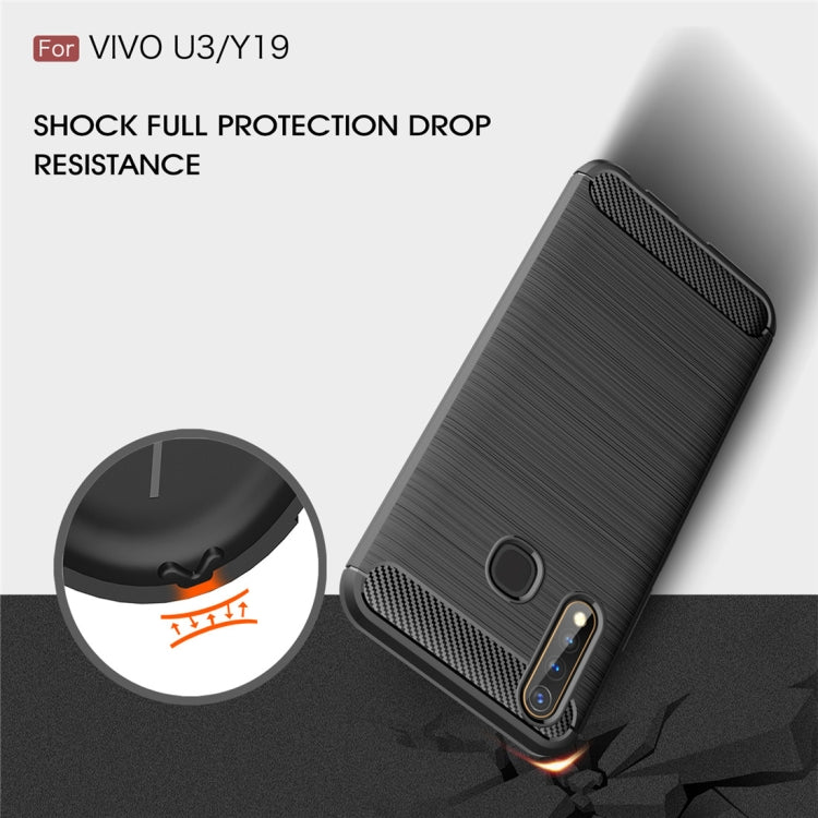 For Vivo U3 / Y19 Brushed Texture Carbon Fiber TPU Case
