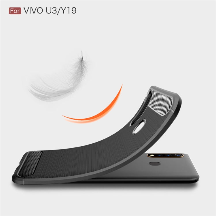 For Vivo U3 / Y19 Brushed Texture Carbon Fiber TPU Case