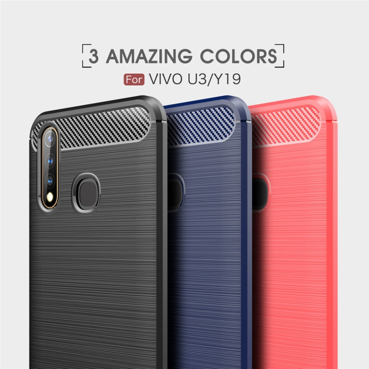 For Vivo U3 / Y19 Brushed Texture Carbon Fiber TPU Case