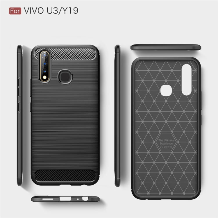 For Vivo U3 / Y19 Brushed Texture Carbon Fiber TPU Case