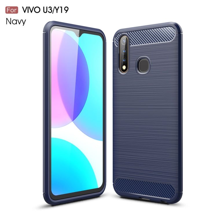 For Vivo U3 / Y19 Brushed Texture Carbon Fiber TPU Case