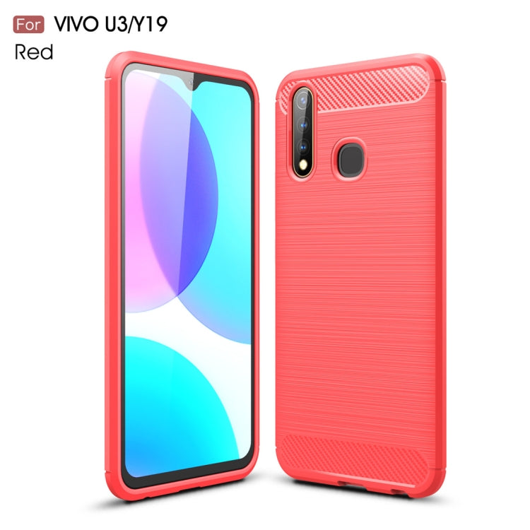 For Vivo U3 / Y19 Brushed Texture Carbon Fiber TPU Case