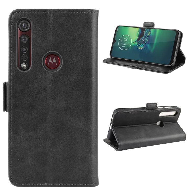 For Motorola Moto G8 Plus Double Buckle Crazy Horse Business Mobile Phone Holster with Card Wallet Bracket Function