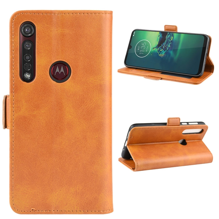 For Motorola Moto G8 Plus Double Buckle Crazy Horse Business Mobile Phone Holster with Card Wallet Bracket Function