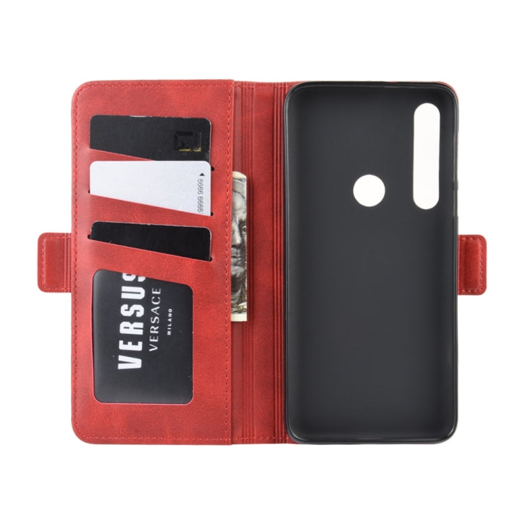 For Motorola One Macro Double Buckle Crazy Horse Business Mobile Phone Holster with Card Wallet Bracket Function