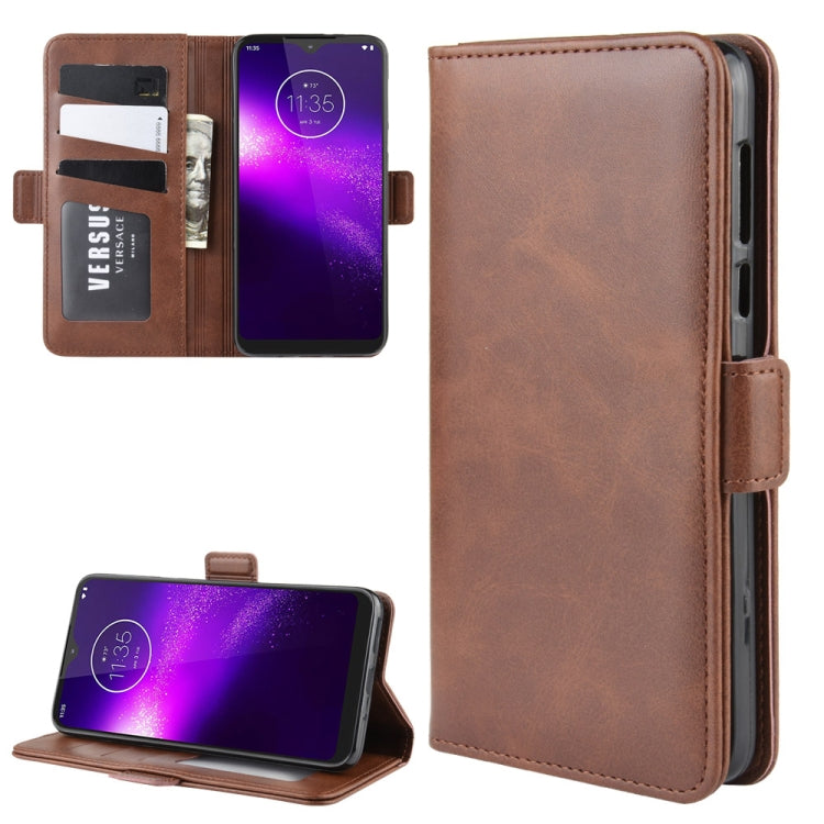 For Motorola One Macro Double Buckle Crazy Horse Business Mobile Phone Holster with Card Wallet Bracket Function