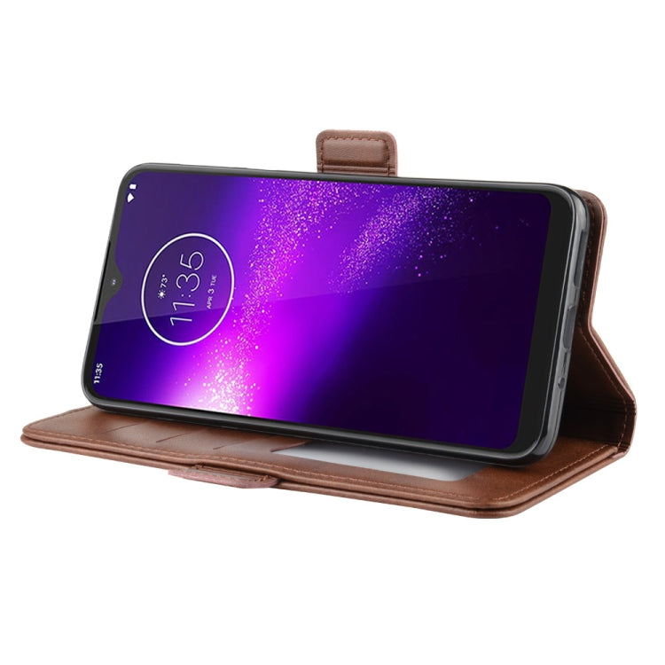 For Motorola One Macro Double Buckle Crazy Horse Business Mobile Phone Holster with Card Wallet Bracket Function