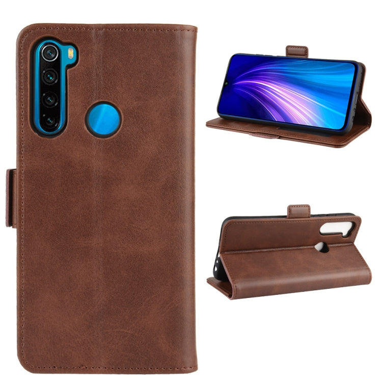 For Xiaomi Redmi Note 8T Double Buckle Crazy Horse Business Mobile Phone Holster with Card Wallet Bracket Function