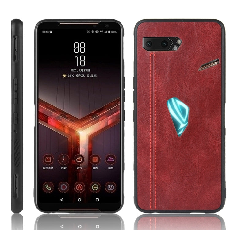 For Asus ROG Phone II ZS660KL Shockproof Sewing Cow Pattern Skin PC + PU + TPU Case