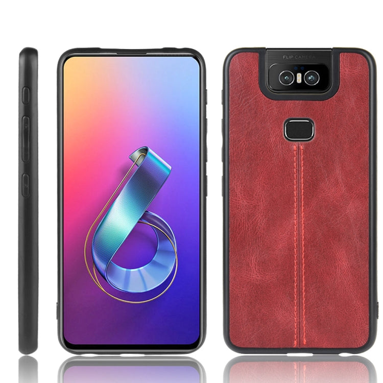 For Asus Zenfone 6 ZS630KL Shockproof Sewing Cow Pattern Skin PC + PU + TPU Case