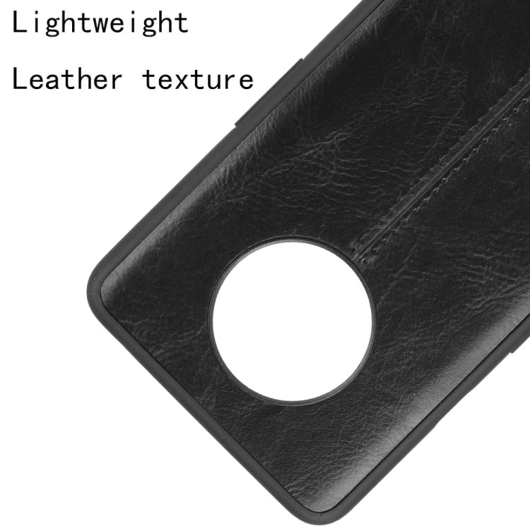 For OnePlus 7T Shockproof Sewing Cow Pattern Skin PC + PU + TPU Case