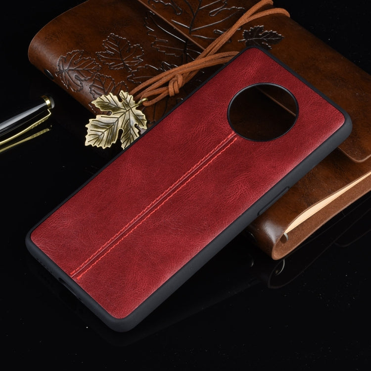 For OnePlus 7T Shockproof Sewing Cow Pattern Skin PC + PU + TPU Case