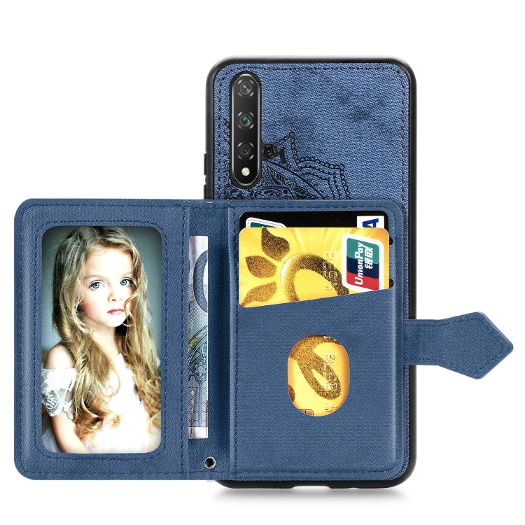 For Huawei Honor 20 Mandala Embossed Magnetic Cloth PU + TPU + PC Case with Holder & Card Slots & Wallet & Photo Frame & Strap