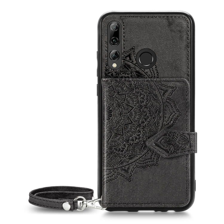 For Huawei Honor 9X Mandala Embossed Magnetic Cloth PU + TPU + PC Case with Holder & Card Slots & Wallet & Photo Frame & Strap