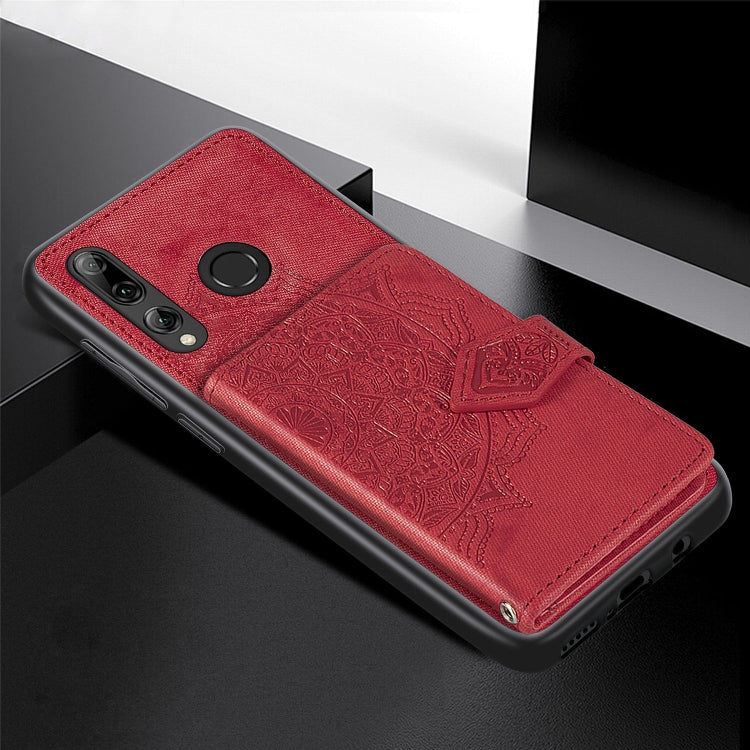 For Huawei Honor 9X Mandala Embossed Magnetic Cloth PU + TPU + PC Case with Holder & Card Slots & Wallet & Photo Frame & Strap