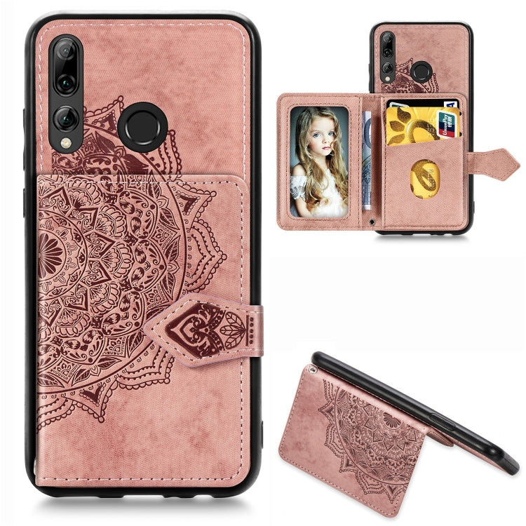 For Huawei Honor 9X Mandala Embossed Magnetic Cloth PU + TPU + PC Case with Holder & Card Slots & Wallet & Photo Frame & Strap