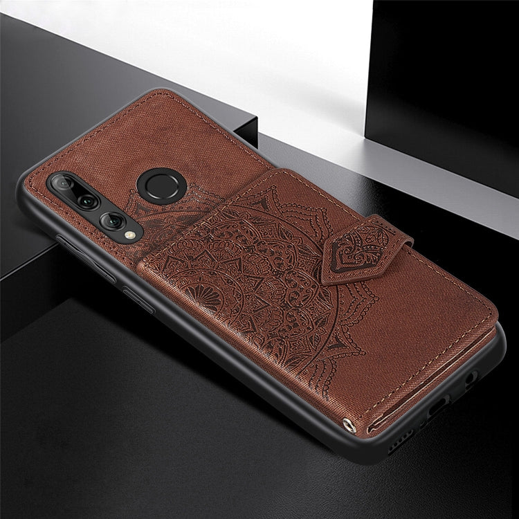 For Huawei Honor 9X Mandala Embossed Magnetic Cloth PU + TPU + PC Case with Holder & Card Slots & Wallet & Photo Frame & Strap