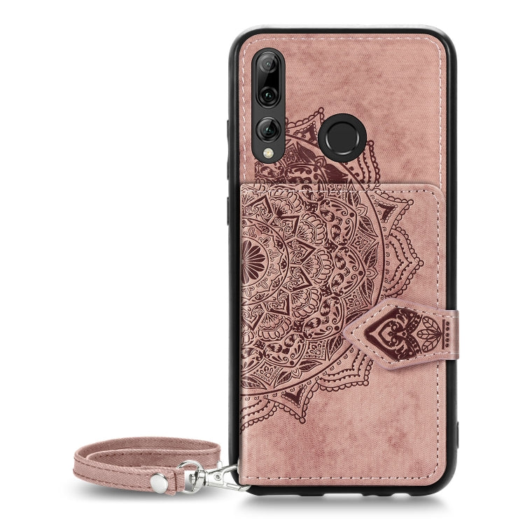 For Huawei Enjoy 9S Mandala Embossed Magnetic Cloth PU + TPU + PC Case with Holder & Card Slots & Wallet & Photo Frame & Strap