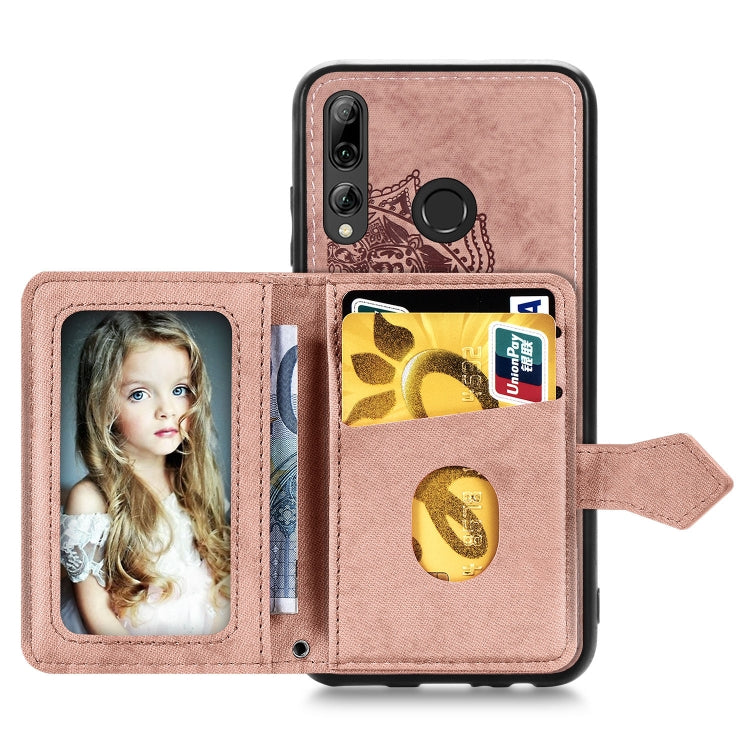 For Huawei Enjoy 9S Mandala Embossed Magnetic Cloth PU + TPU + PC Case with Holder & Card Slots & Wallet & Photo Frame & Strap