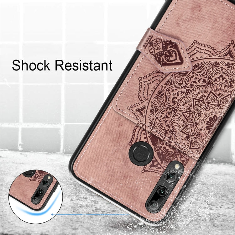 For Huawei Enjoy 9S Mandala Embossed Magnetic Cloth PU + TPU + PC Case with Holder & Card Slots & Wallet & Photo Frame & Strap