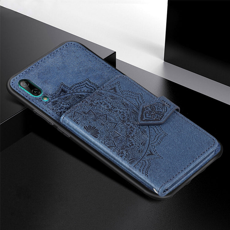 For Huawei Enjoy 9 Mandala Embossed Magnetic Cloth PU + TPU + PC Case with Holder & Card Slots & Wallet & Photo Frame & Strap