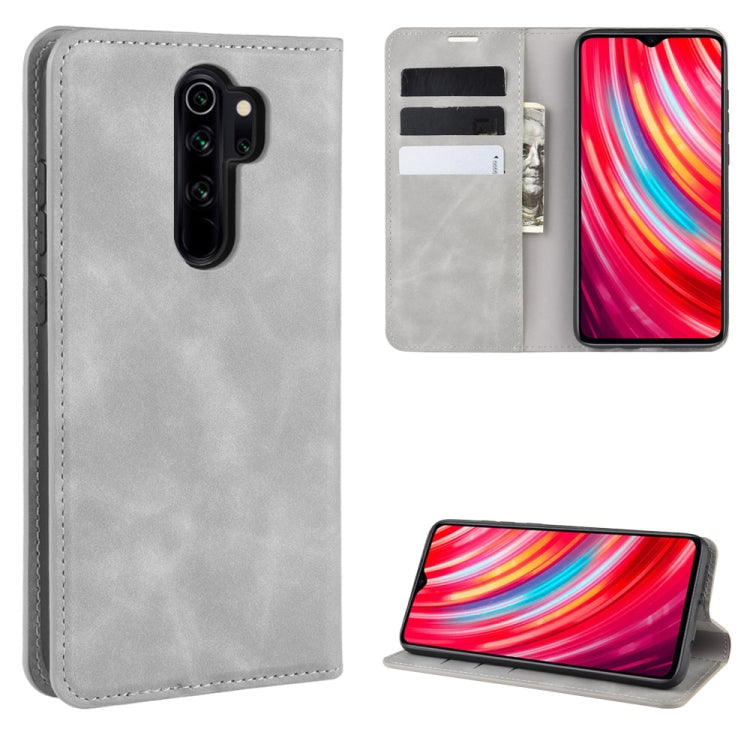 For Xiaomi Redmi Note 8 Pro Retro-skin Business Magnetic Suction Leather Case with Holder & Card Slots & Wallet