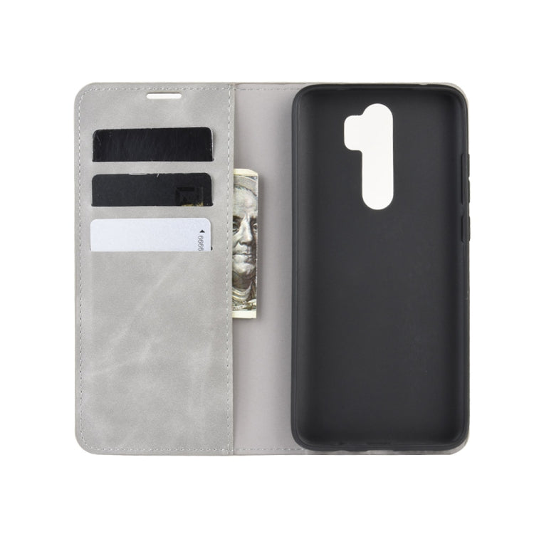 For Xiaomi Redmi Note 8 Pro Retro-skin Business Magnetic Suction Leather Case with Holder & Card Slots & Wallet