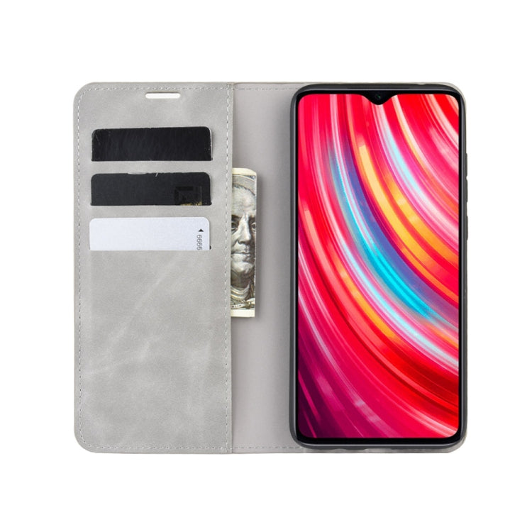 For Xiaomi Redmi Note 8 Pro Retro-skin Business Magnetic Suction Leather Case with Holder & Card Slots & Wallet