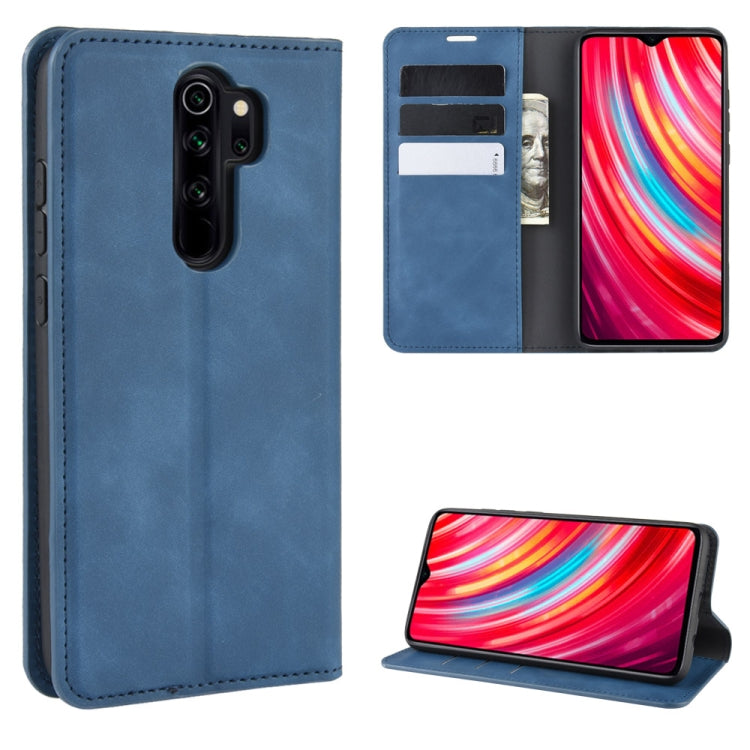 For Xiaomi Redmi Note 8 Pro Retro-skin Business Magnetic Suction Leather Case with Holder & Card Slots & Wallet