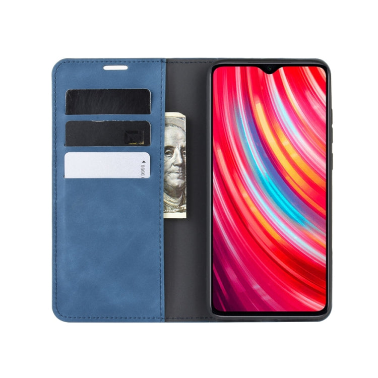 For Xiaomi Redmi Note 8 Pro Retro-skin Business Magnetic Suction Leather Case with Holder & Card Slots & Wallet