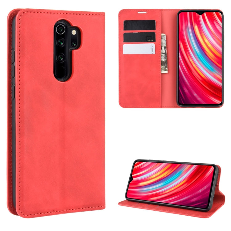 For Xiaomi Redmi Note 8 Pro Retro-skin Business Magnetic Suction Leather Case with Holder & Card Slots & Wallet