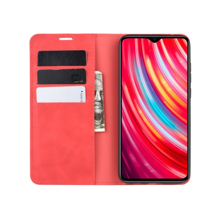 For Xiaomi Redmi Note 8 Pro Retro-skin Business Magnetic Suction Leather Case with Holder & Card Slots & Wallet